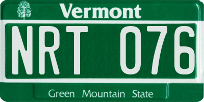 VT license plate NRT076