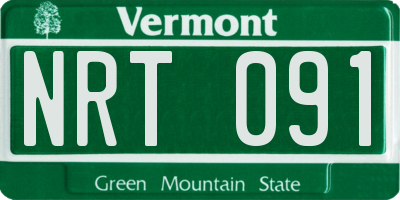 VT license plate NRT091