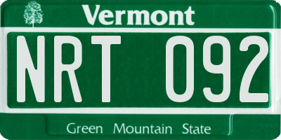 VT license plate NRT092