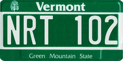 VT license plate NRT102