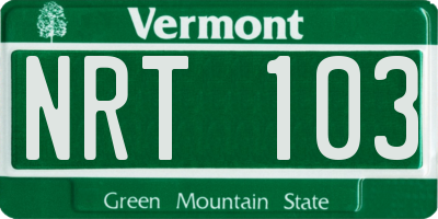 VT license plate NRT103