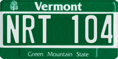 VT license plate NRT104