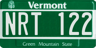 VT license plate NRT122