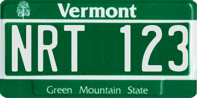 VT license plate NRT123