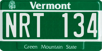 VT license plate NRT134