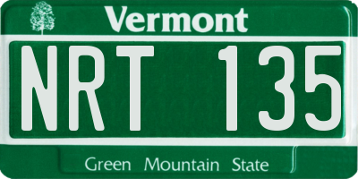 VT license plate NRT135