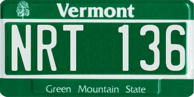 VT license plate NRT136