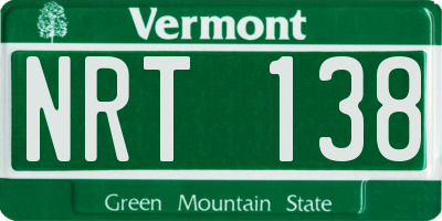 VT license plate NRT138