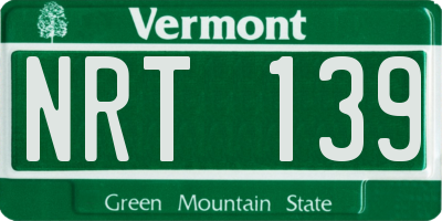 VT license plate NRT139