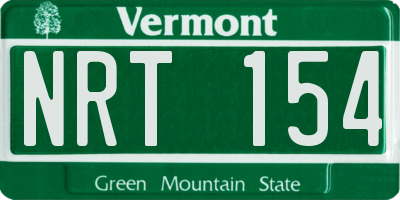 VT license plate NRT154