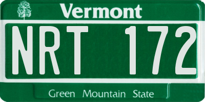 VT license plate NRT172