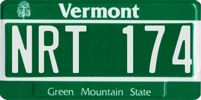 VT license plate NRT174
