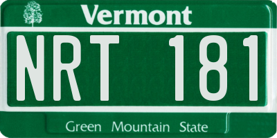 VT license plate NRT181