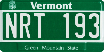 VT license plate NRT193