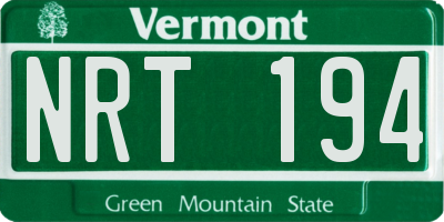 VT license plate NRT194