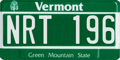 VT license plate NRT196