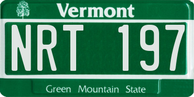 VT license plate NRT197