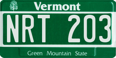 VT license plate NRT203