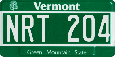 VT license plate NRT204