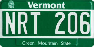 VT license plate NRT206