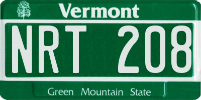 VT license plate NRT208