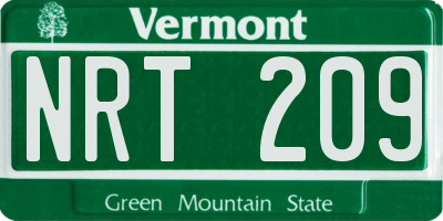VT license plate NRT209