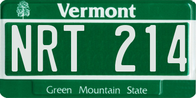 VT license plate NRT214