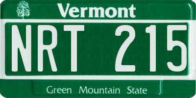 VT license plate NRT215