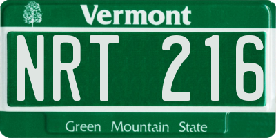 VT license plate NRT216