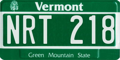 VT license plate NRT218
