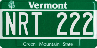 VT license plate NRT222