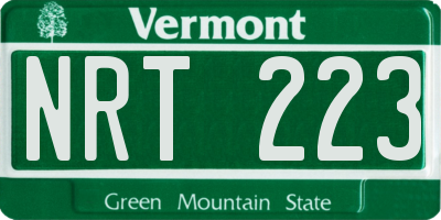 VT license plate NRT223