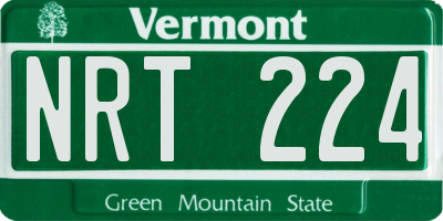 VT license plate NRT224