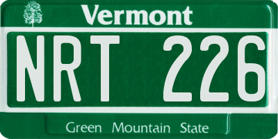 VT license plate NRT226