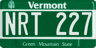 VT license plate NRT227