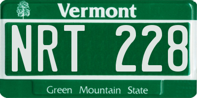 VT license plate NRT228