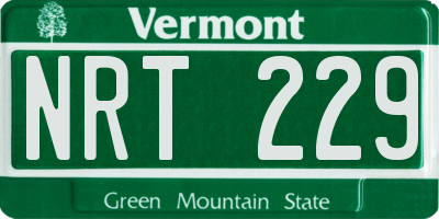 VT license plate NRT229