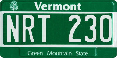 VT license plate NRT230