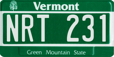 VT license plate NRT231