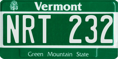 VT license plate NRT232