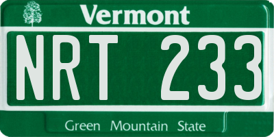 VT license plate NRT233