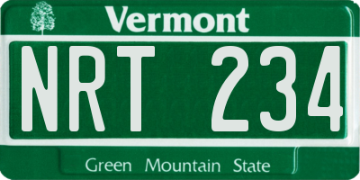 VT license plate NRT234