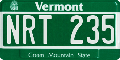 VT license plate NRT235