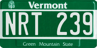 VT license plate NRT239