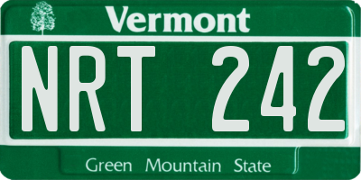 VT license plate NRT242