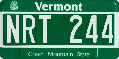 VT license plate NRT244