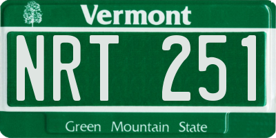 VT license plate NRT251