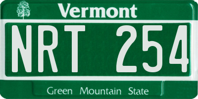 VT license plate NRT254