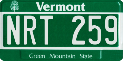VT license plate NRT259