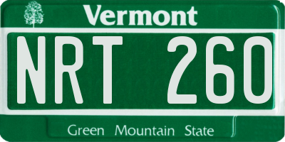 VT license plate NRT260